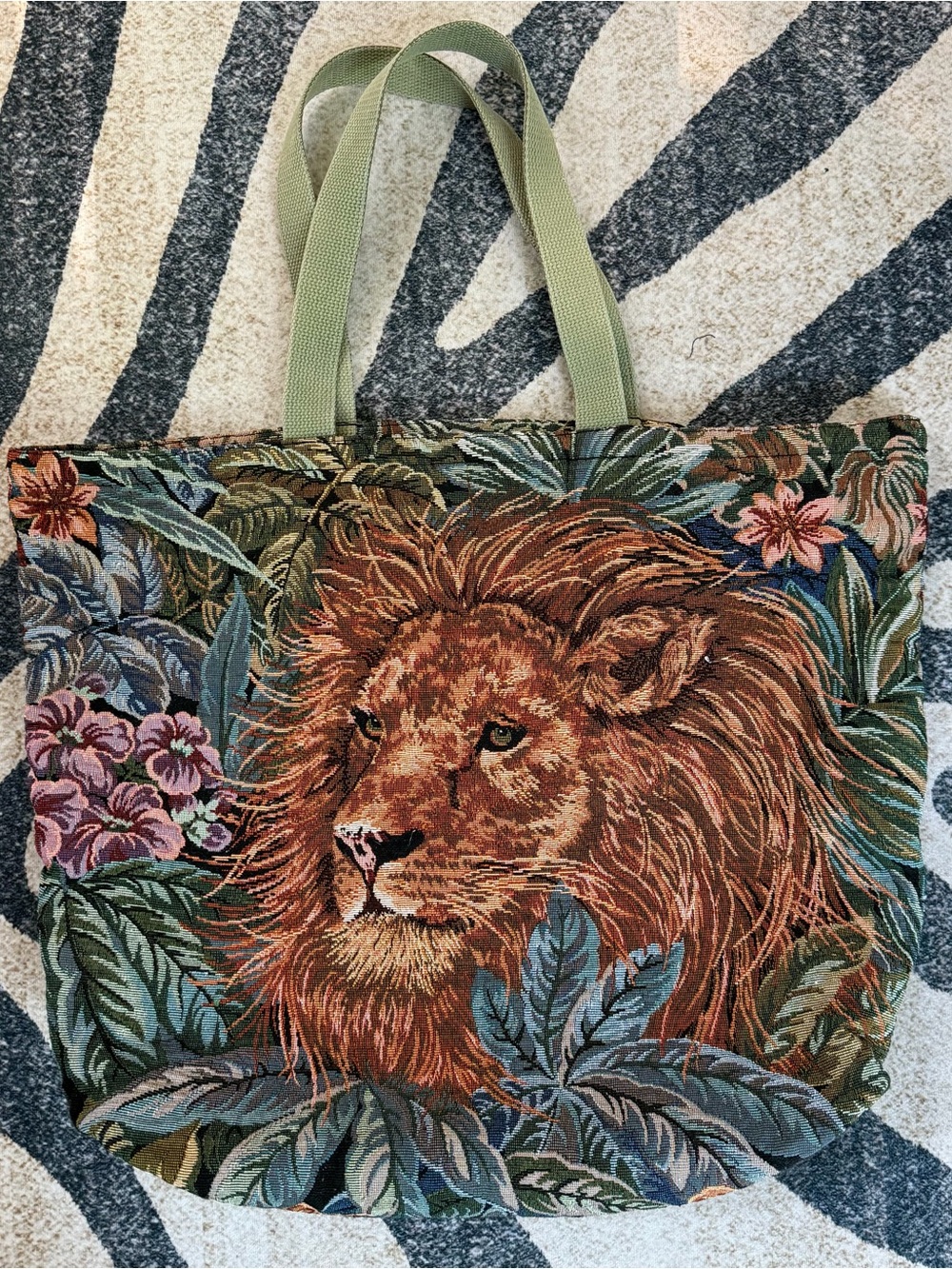 Vintage Tapestry Jungle Tropical Animal Bag Leopard Cheetah Lion